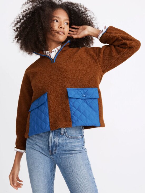 Madewell Jackets & Blazers - Madewell (Re)sourced Fleece Quilted-Pocket Popover Jacket Dried Cedar Small